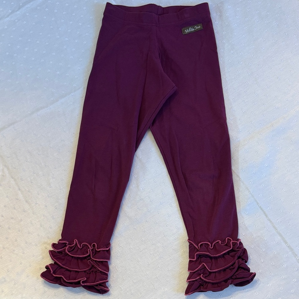 Matilda Jane Plum Ruffle Icing Leggings Girls Size 6